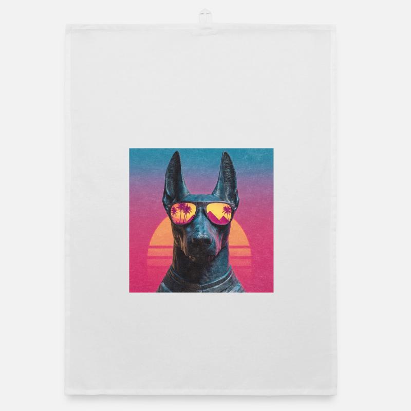 Anubis Synthwave - Gott auf Urlaub Organic Geschirrtuch