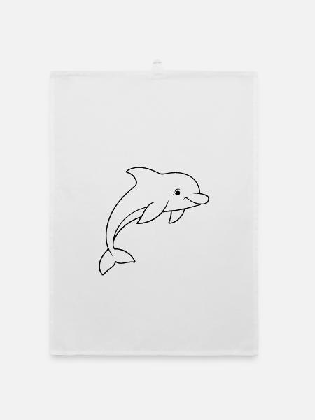 Minimalistic Dolphin - Organic Geschirrtuch - Weiß - Vorne