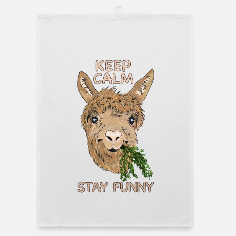 Keep calm stay funny - Alpaka - Organic Geschirrtuch - Weiß