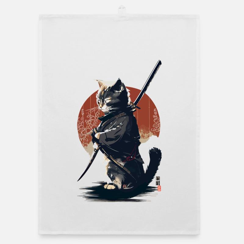 Kawaii Neko Samurai : chat samouraï Torchon bio