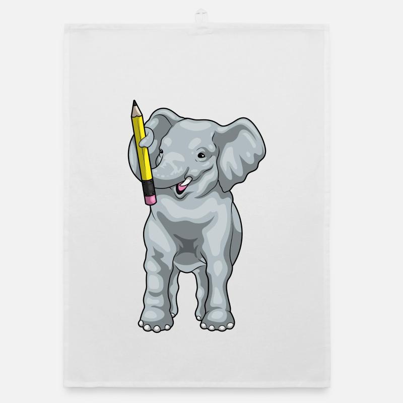 Elephant Student Pencil School Organic dish towel