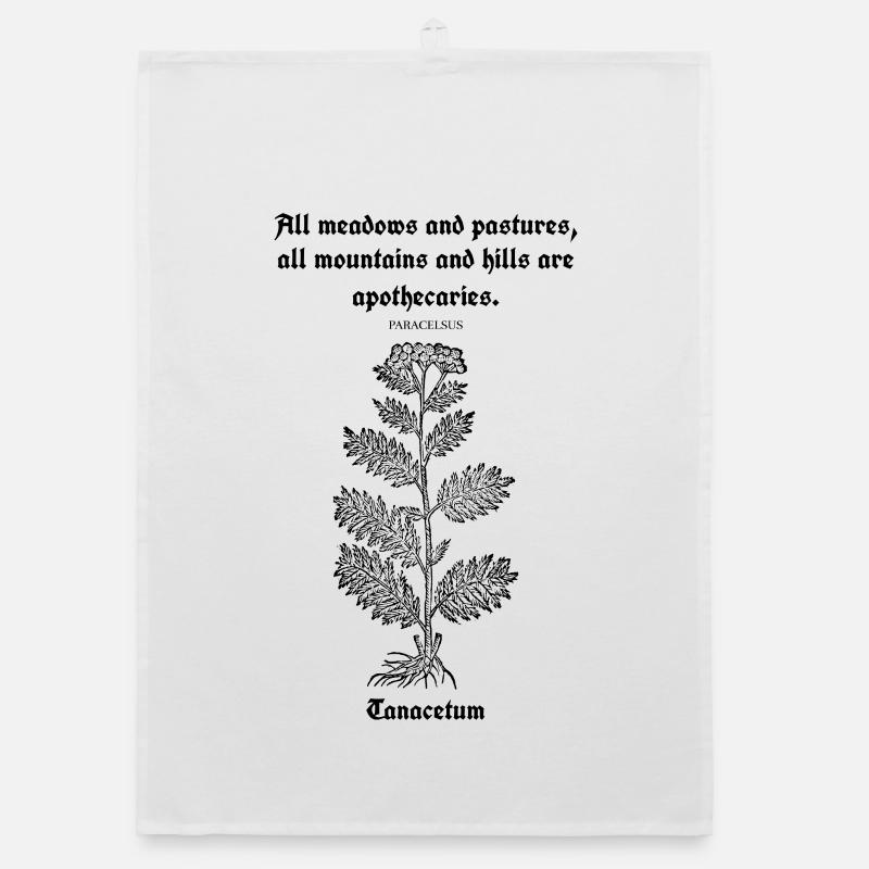 Citation latine de Paracelse – Illustration de tanaisie - Torchon bio - blanc