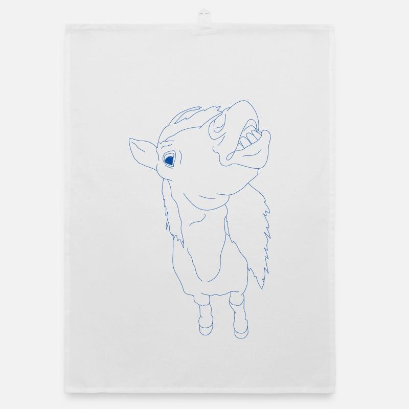 Drôle de cheval avec la gueule ouverte - Torchon bio - blanc
