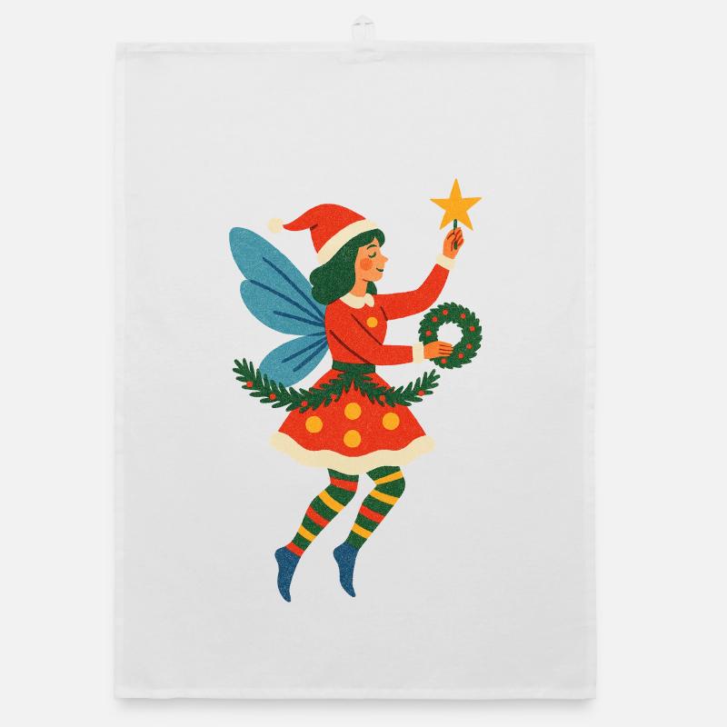 Illustration de Noël Fée Festive Torchon bio