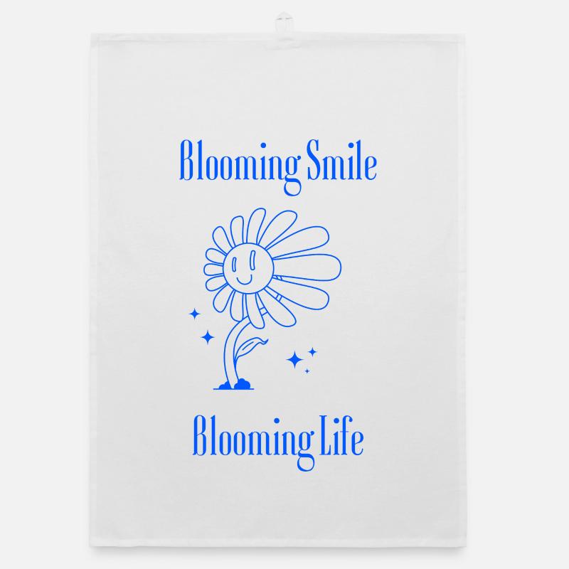Blooming Smile – Blumengrafik mit Botschaft Organic Geschirrtuch