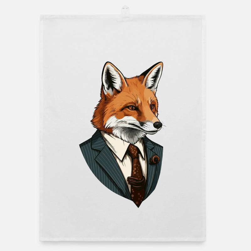 Fox in a suit Organic dish towel
