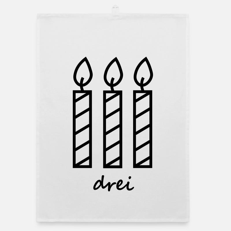 Birthday Three Candles Organic dish towel