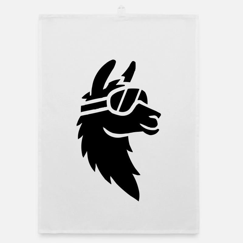 Llama with ski goggles Organic dish towel