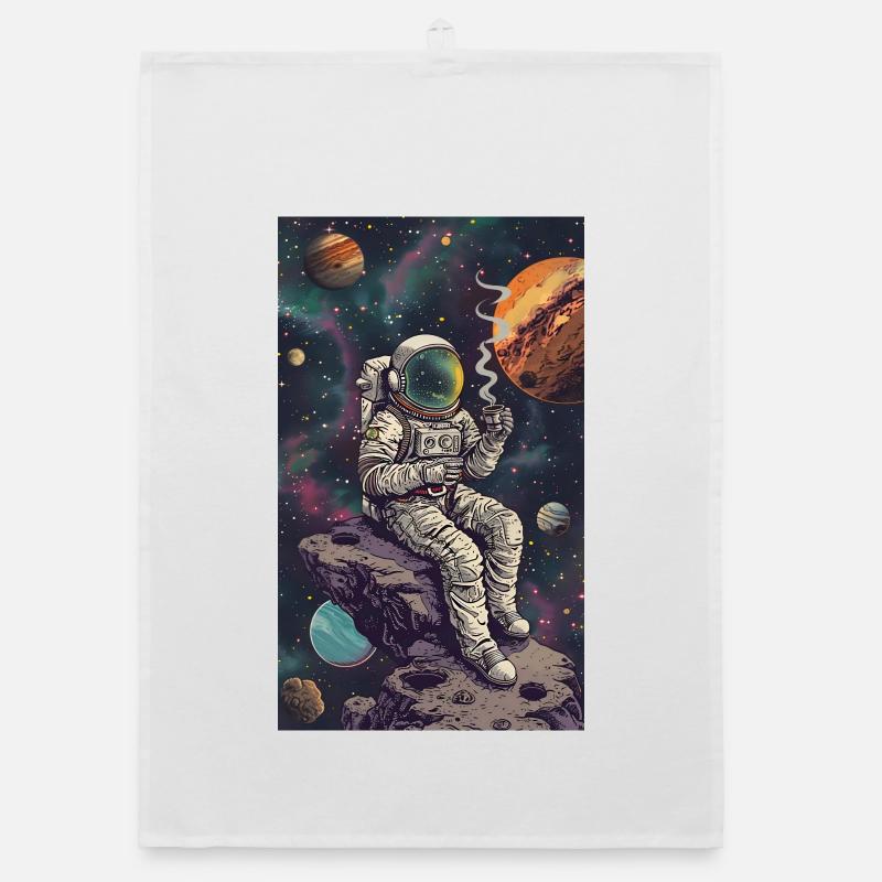 Astronaute sur un astéroïde dans l’espace Torchon bio