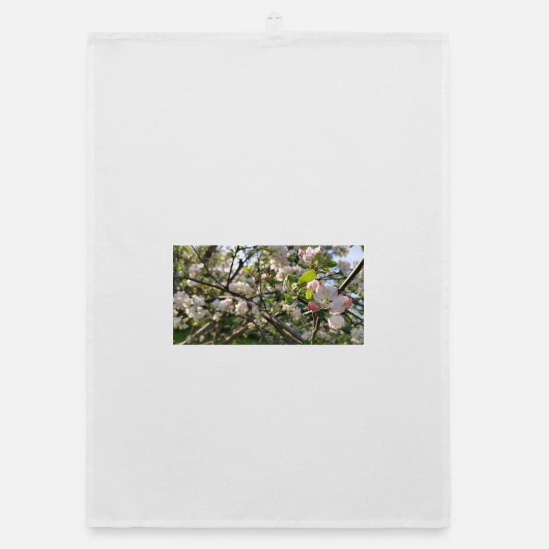 Branches de cerisier en fleurs Printemps - Torchon bio - blanc