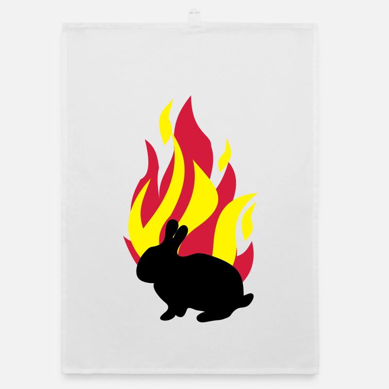 Bunny with fire Organic dish towel