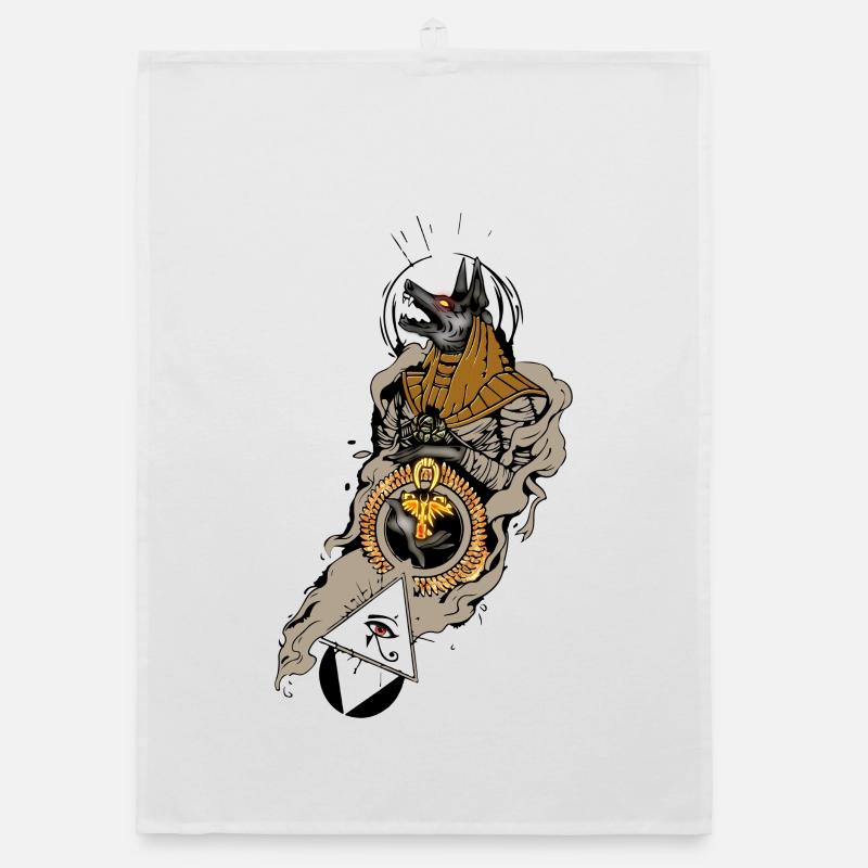 Superbe design égyptien, anubis à l’œil Torchon bio