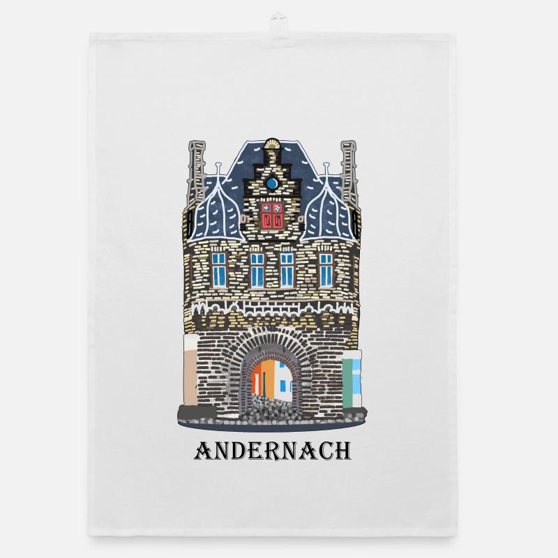 Andernach, iconic Rhine Gate, Germany Organic dish towel