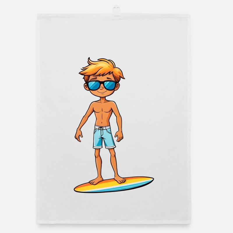 Cool Young Surfer Dude Boy Organic dish towel