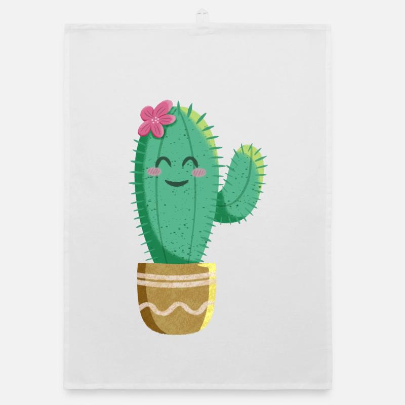 Cactus mignon avec fleur Torchon bio