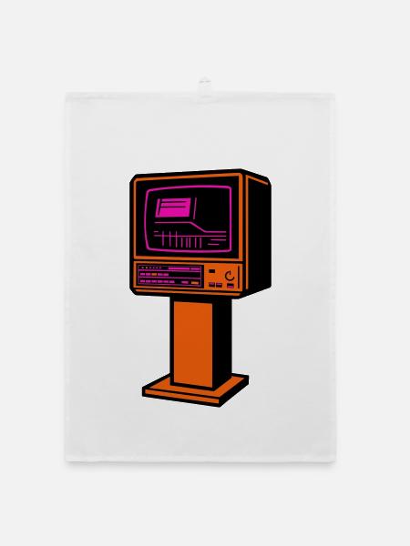 Retro-Future TV - Organic Geschirrtuch - Weiß - Vorne