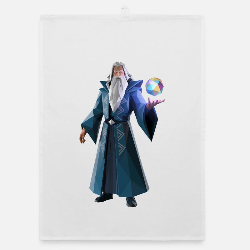 Wise Wizard - Cool Low Poly Logo Organic dish towel
