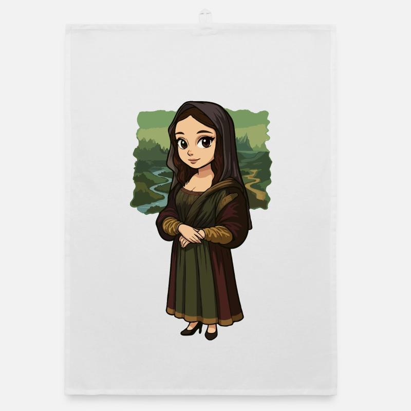 Mona Lisa Chibi style Organic dish towel