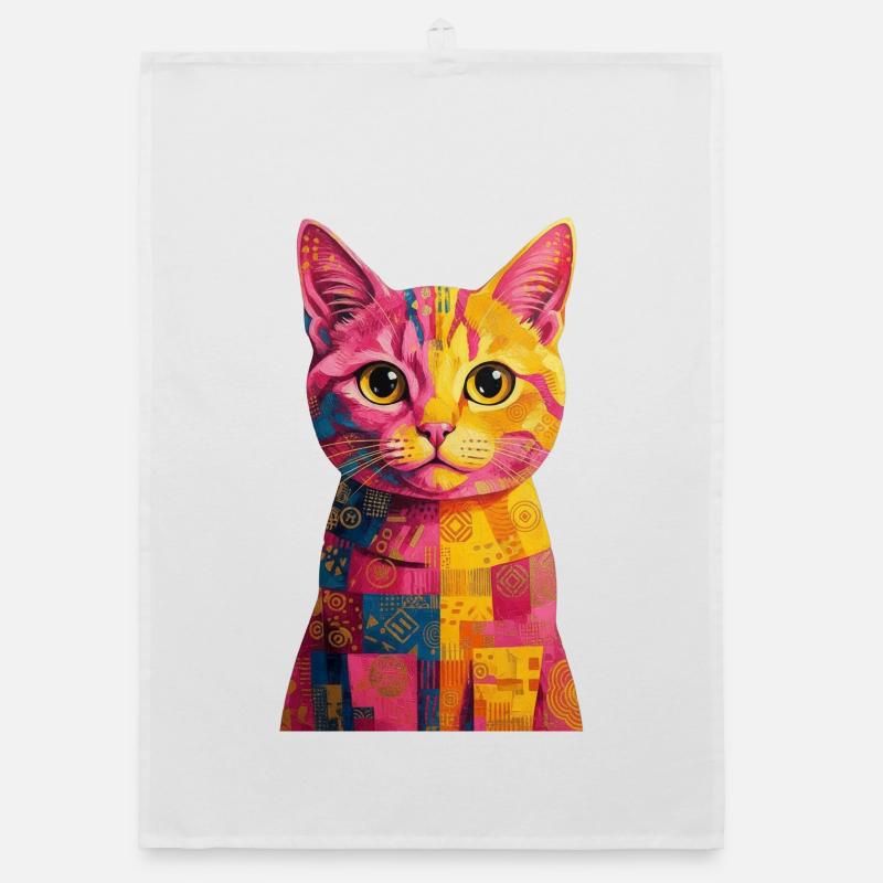 Pop Art Katze - bunt Organic Geschirrtuch