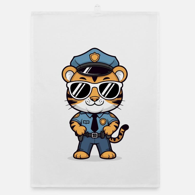 Tiger Policeman Sunglasses Organic dish towel