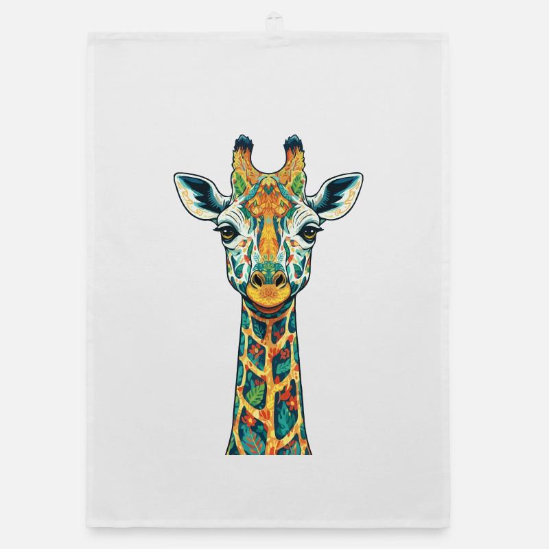 Estampe colorée sur girafe Torchon bio