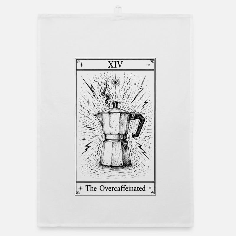 Caffeinated | Coffee Tarot Humor Organic dish towel