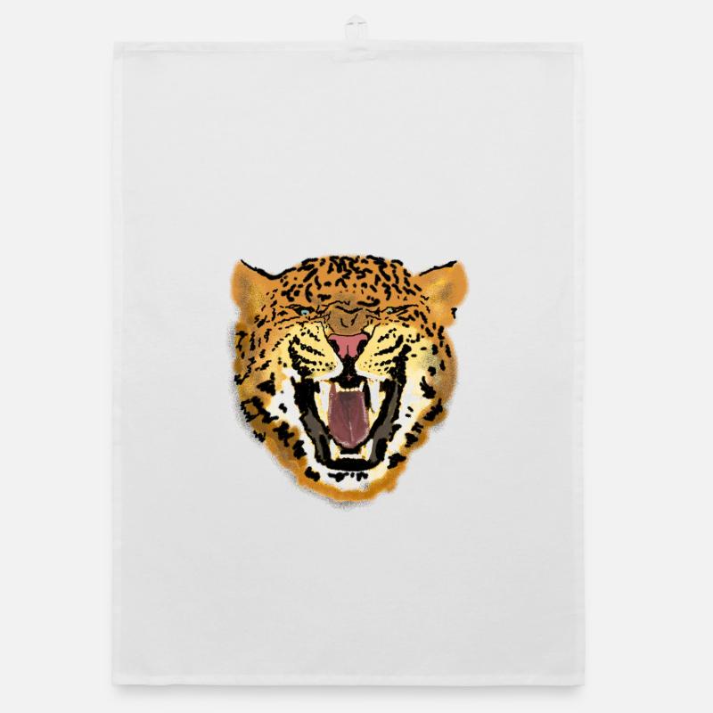 Leopardengesicht Brüllendes Kunstdesign Organic Geschirrtuch