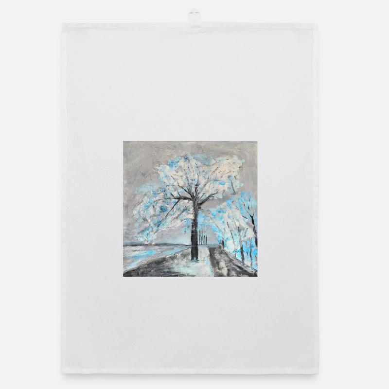 Winterlicher Baum in Aquarellstil - Organic Geschirrtuch - Weiß
