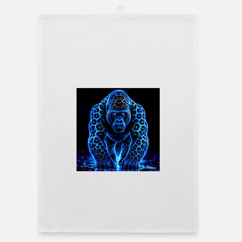 Neon Emperor Gorilla with Leopard Pattern Organic dish towel