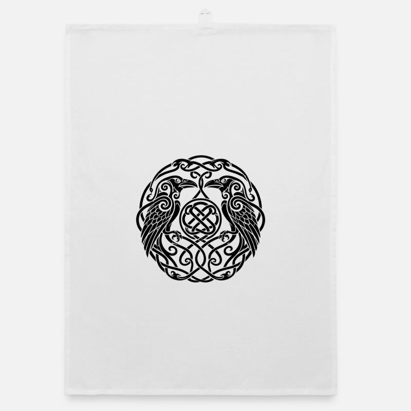 Celtic Raven Circle Ornament Organic dish towel