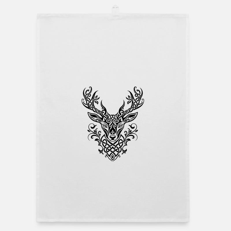 Celtic Deer Head Knot Pattern Organic dish towel