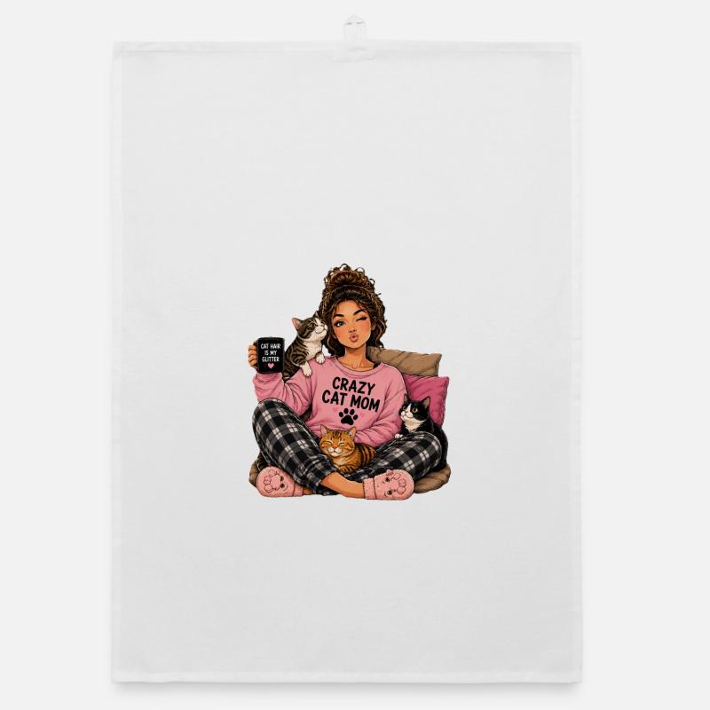 Crazy Cat Mom Kuscheldesign Organic Geschirrtuch