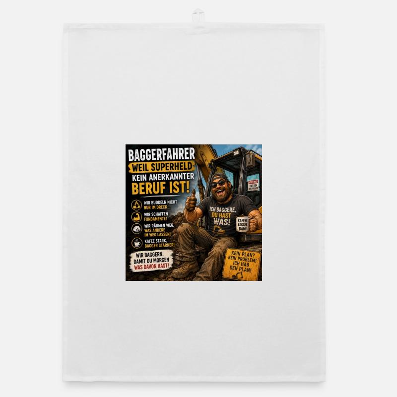 Baggerfahrer Humor Spruchshirt Organic Geschirrtuch
