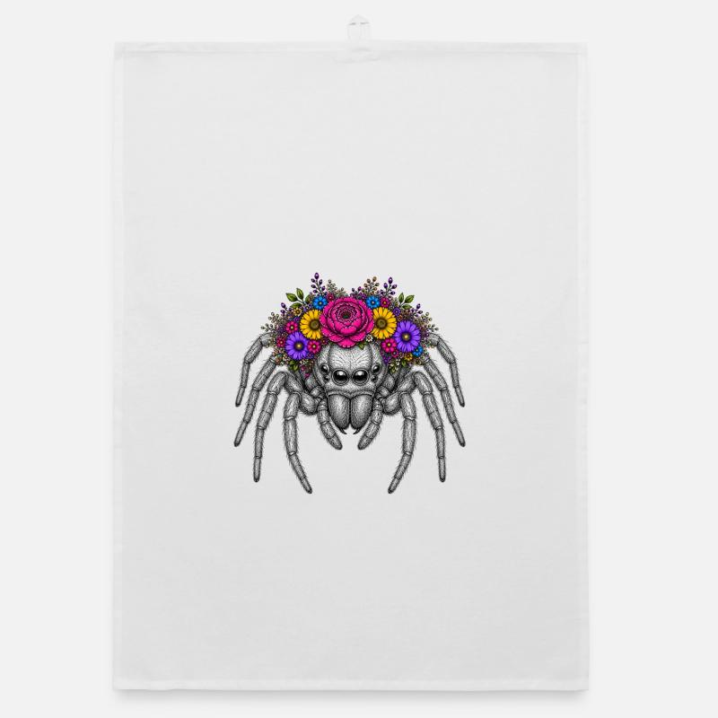 Blütenkranzspinne Illustration Organic Geschirrtuch