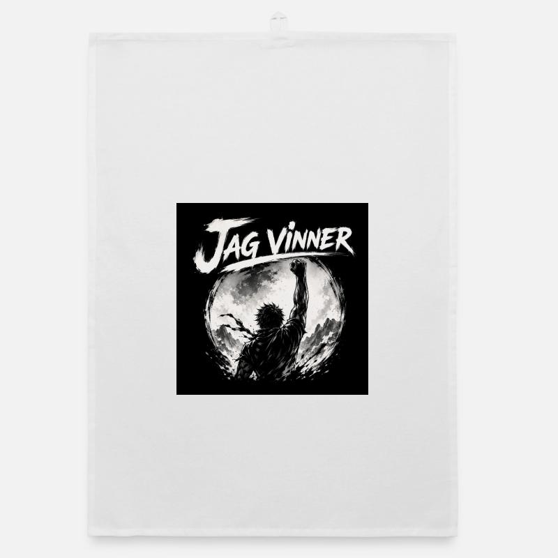 Je gagne – Icône monochrome de la lune Torchon bio