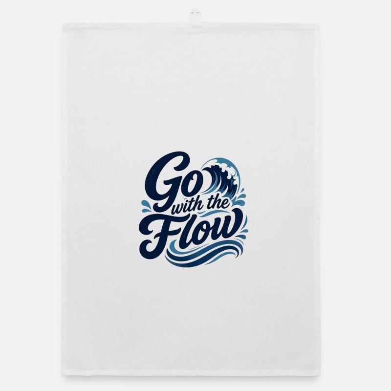 Go with the Flow Wave Typography Organic dish towel