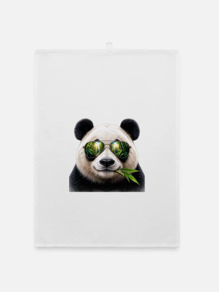 Cool Panda - Organic Geschirrtuch - Weiß