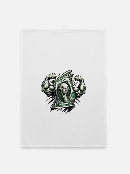 Starker Dollar Bill Muskel-Hustle - Organic Geschirrtuch - Weiß