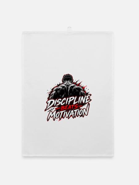 Disziplin Beats Motivation - Organic Geschirrtuch - Weiß - Vorne