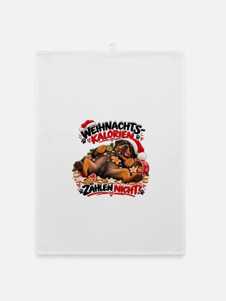 Rottweiler Weihnachtskalorien zählen nicht - Organic Geschirrtuch - Weiß