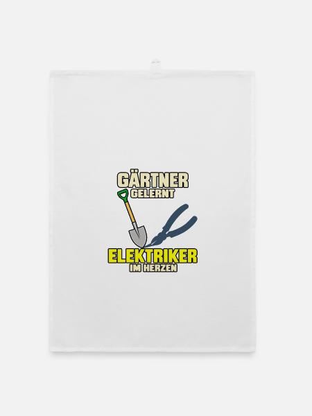 Gärtner gelernt – Elektriker im Herzen - Organic Geschirrtuch - Weiß - Vorne