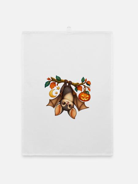 Sternenklare Halloween-Fledermaus - Organic Geschirrtuch - Weiß