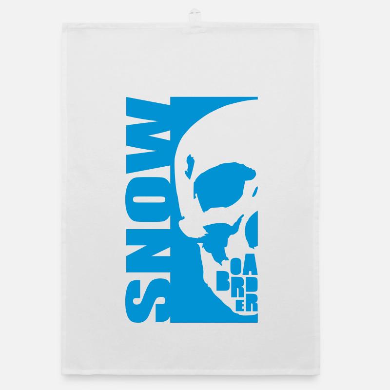 snow boarder skull Organic dish towel