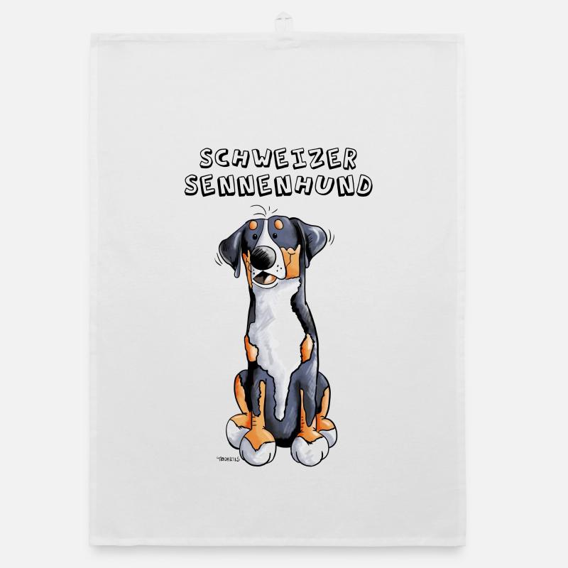 Schweizer Sennenhund - Organic Geschirrtuch - Weiß