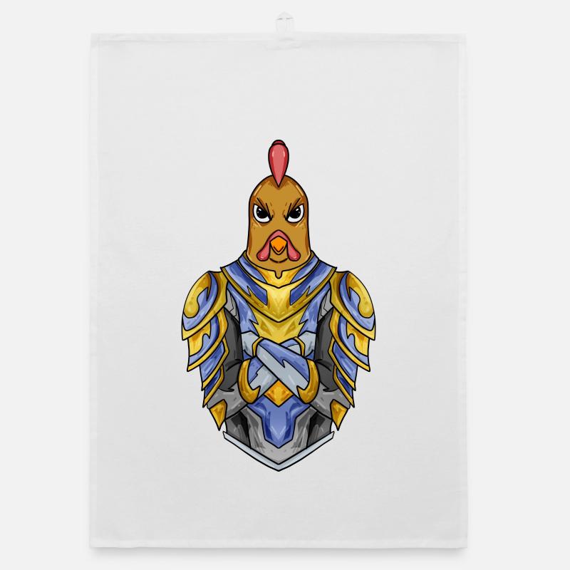 Knight Chicken with Armor Crusader Organic dish towel