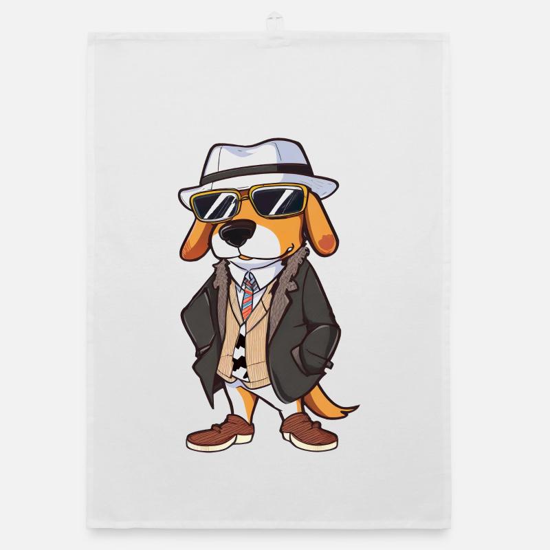 Beagle Hat Sunglasses Organic dish towel