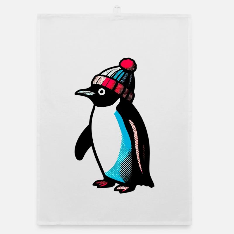 Pinguin - Organic Geschirrtuch - Weiß