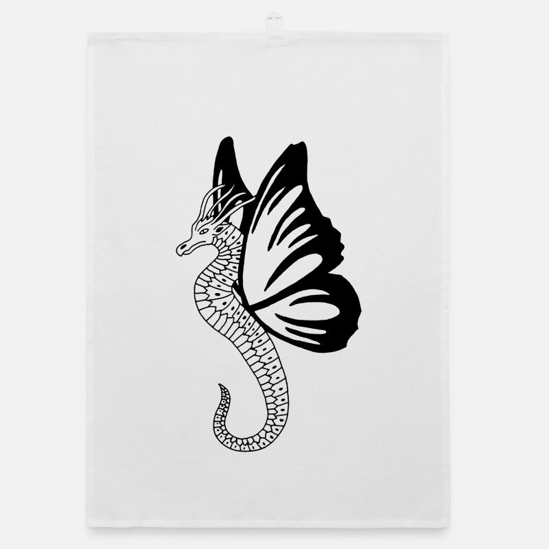 Schwarzer Schmetterlingsdrache Organic Geschirrtuch