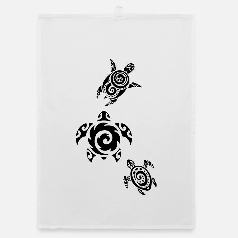 Three black sea turtles Organic dish towel