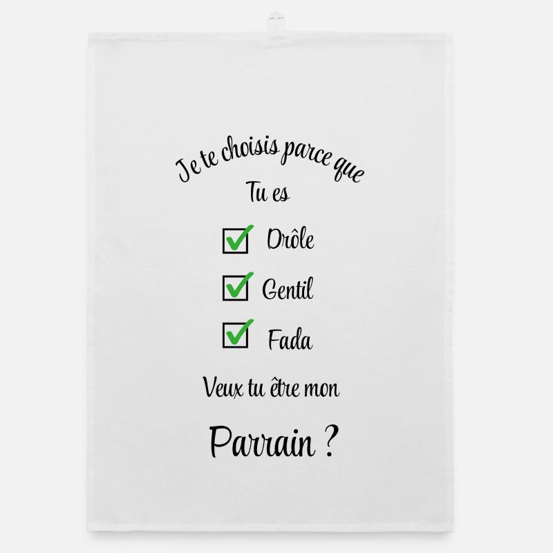 veux tu être mon parrain ? - Torchon bio - blanc